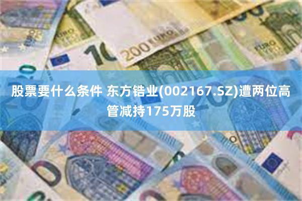 股票要什么条件 东方锆业(002167.SZ)遭两位高管减持175万股