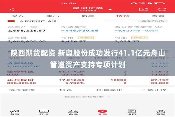 陕西期货配资 新奥股份成功发行41.1亿元舟山管道资产支持专项计划