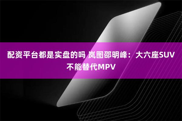 配资平台都是实盘的吗 岚图邵明峰：大六座SUV不能替代MPV