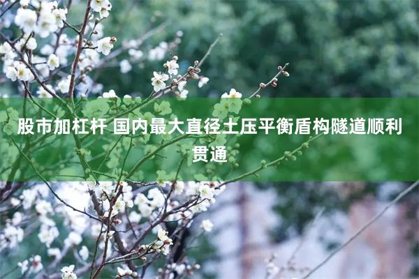 股市加杠杆 国内最大直径土压平衡盾构隧道顺利贯通