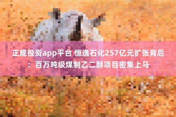 正规投资app平台 恒逸石化257亿元扩张背后：百万吨级煤制乙二醇项目密集上马