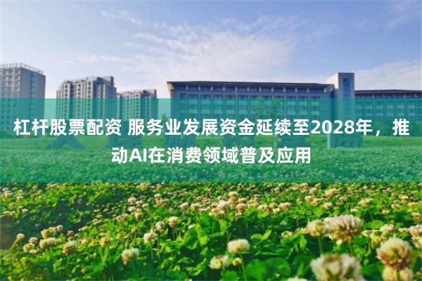 杠杆股票配资 服务业发展资金延续至2028年,推动AI在消费领域普及应用