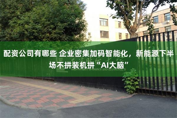 配资公司有哪些 企业密集加码智能化，新能源下半场不拼装机拼“AI大脑”