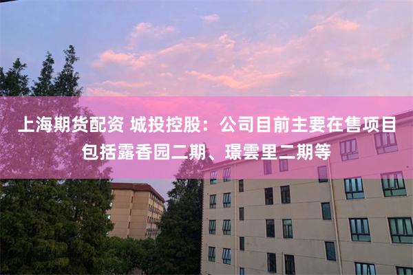 上海期货配资 城投控股:公司目前主要在售项目包括露香园二期、璟雲里二期等