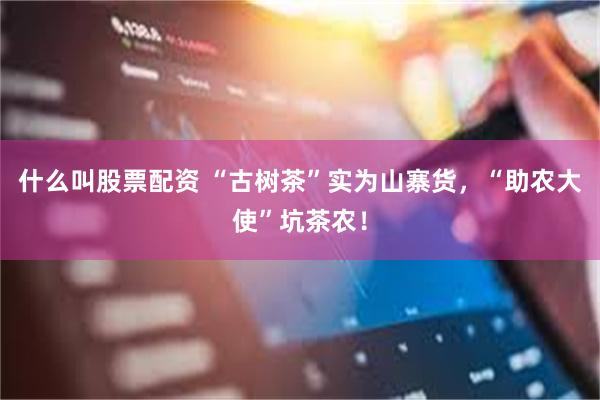 什么叫股票配资 “古树茶”实为山寨货，“助农大使”坑茶农！