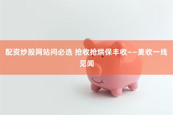配资炒股网站问必选 抢收抢烘保丰收——麦收一线见闻