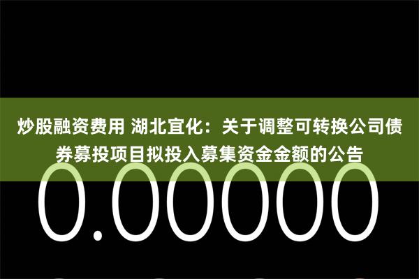 炒股融资费用 湖北宜化：关于调整可转换公司债券募投项目拟投入募集资金金额的公告